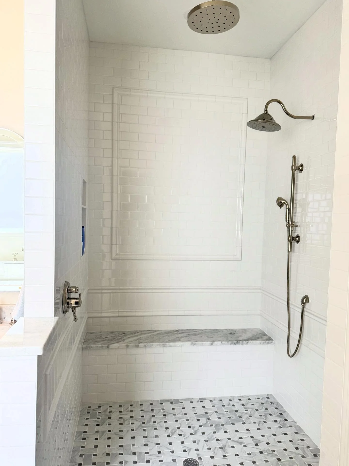 Recently completed primary shower 🛁 just waiting on shower doors!