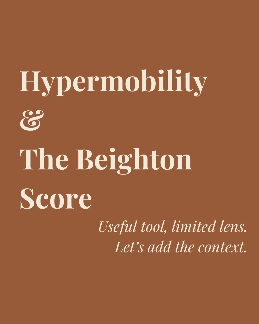 The Beighton Score is one of the most commonly used tools to screen for generalized joint hypermobility &mdash; but it&rsquo;s only one small part of the picture.

It looks at five movements across nine points:

&bull; Elbow hyperextension

&bull; Kn