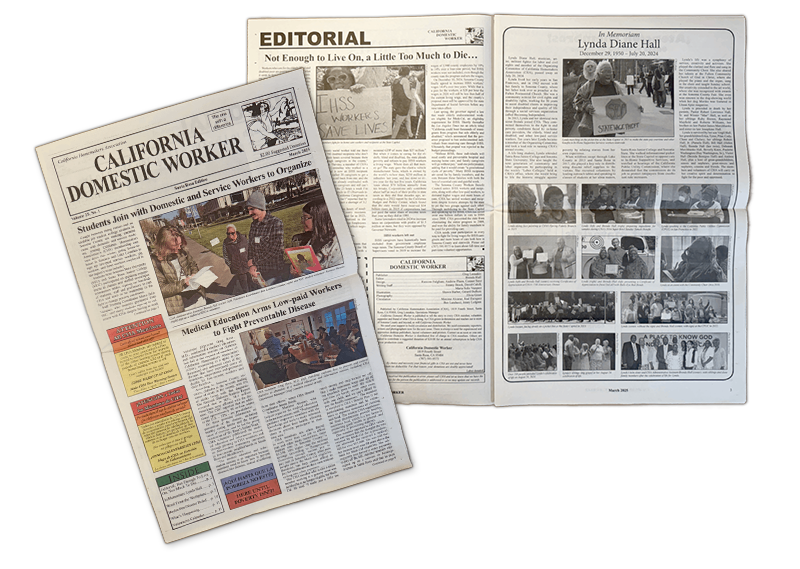 Front page and two-page spread of CHA's newspaper, March 2025 edition.