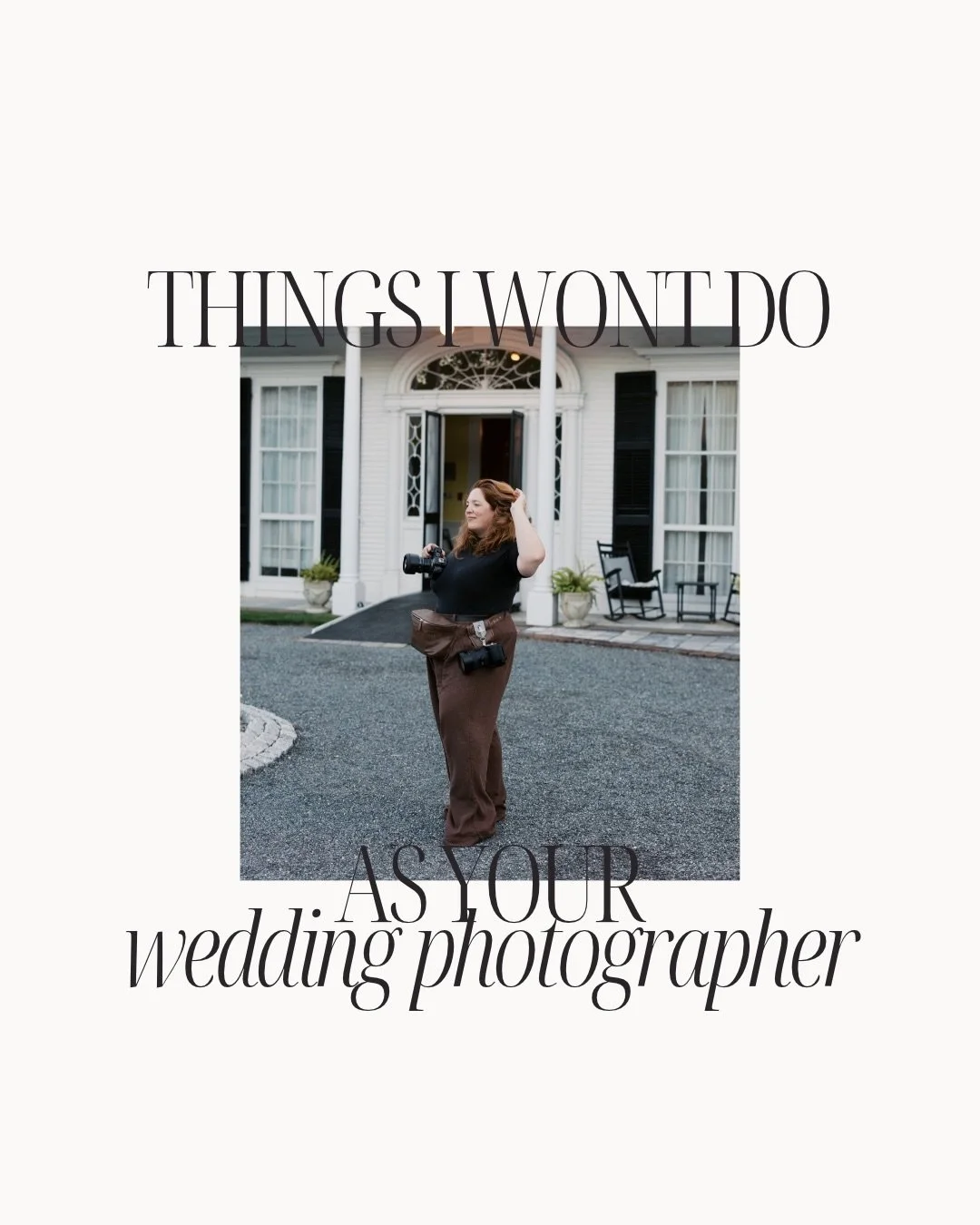A few things you won&rsquo;t catch me doing on your wedding day.

Of course I want to make beautiful photos. I love a good portrait, and all the little details you put so much thought into. But I also want you to actually enjoy the wedding you spent 