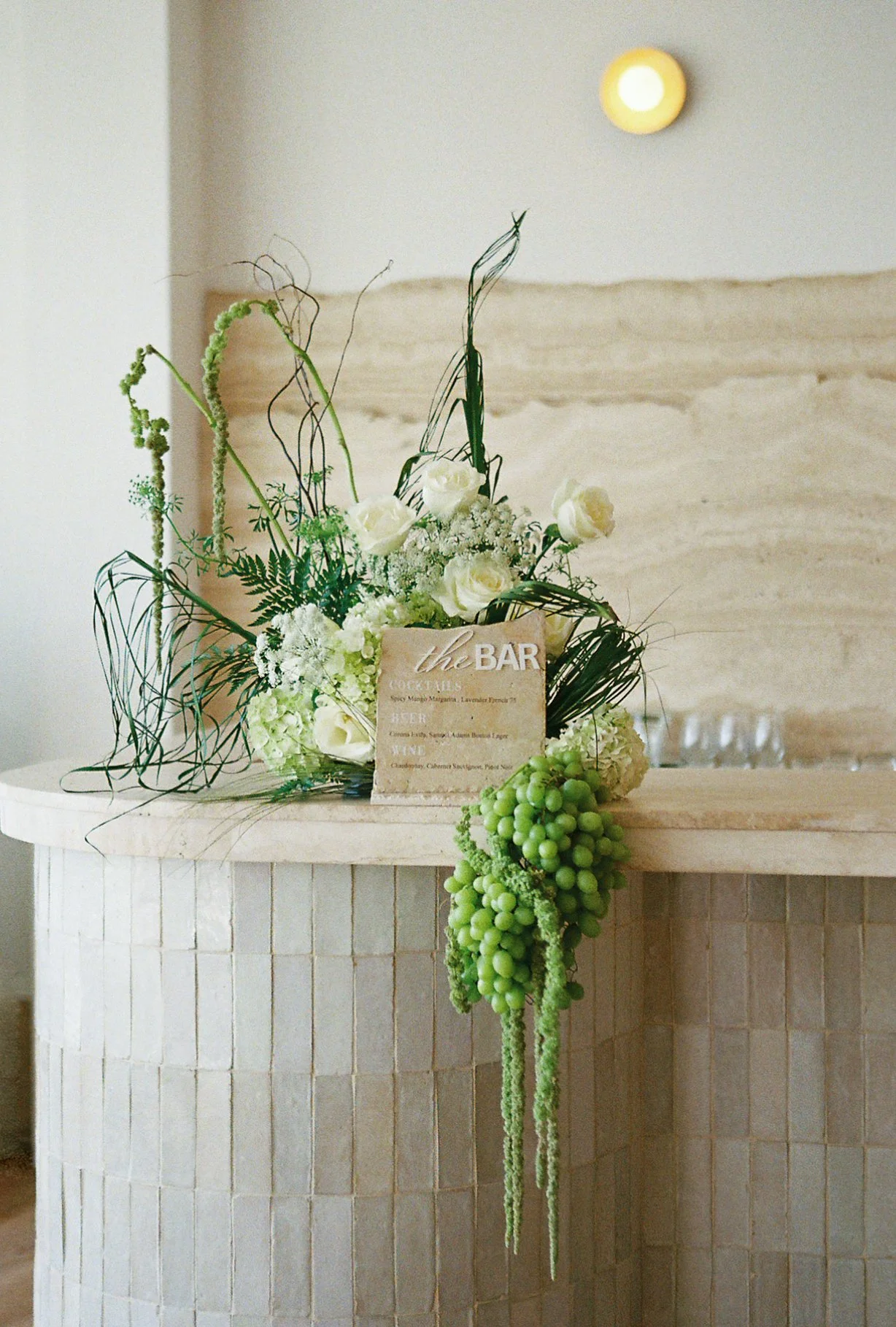 Wedding florals and bar signage at The Newport Beach House Newport Rhode Island