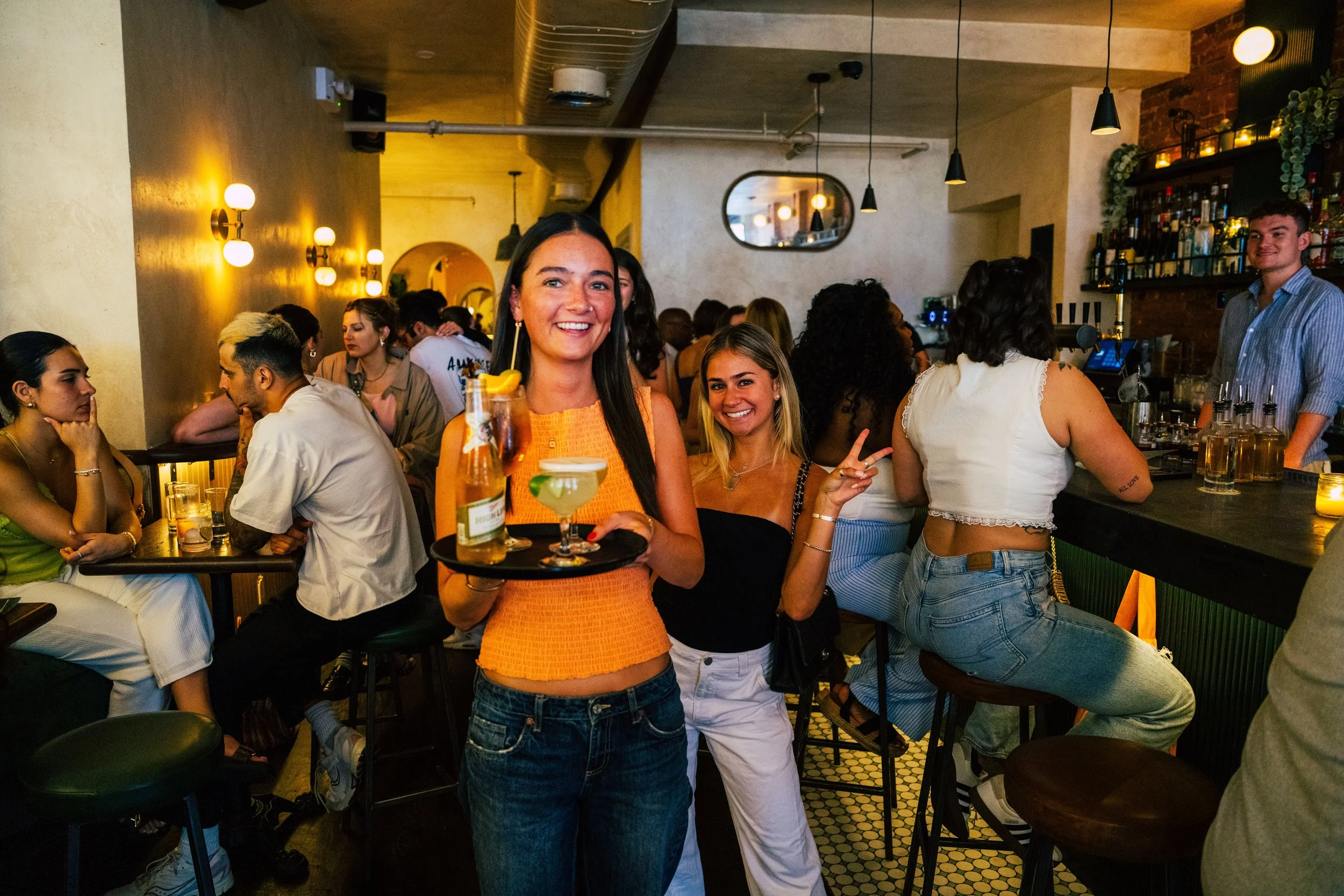 Friendly Irish Server with Happy Hour Cocktails and Beer