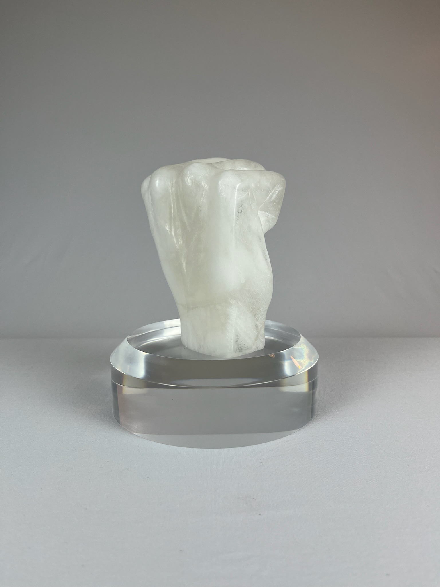 Pugno Destro No. 1, In progress, alabaster – 13 x 9 x 10 cm/ 5 x 3.5 x 4 in.