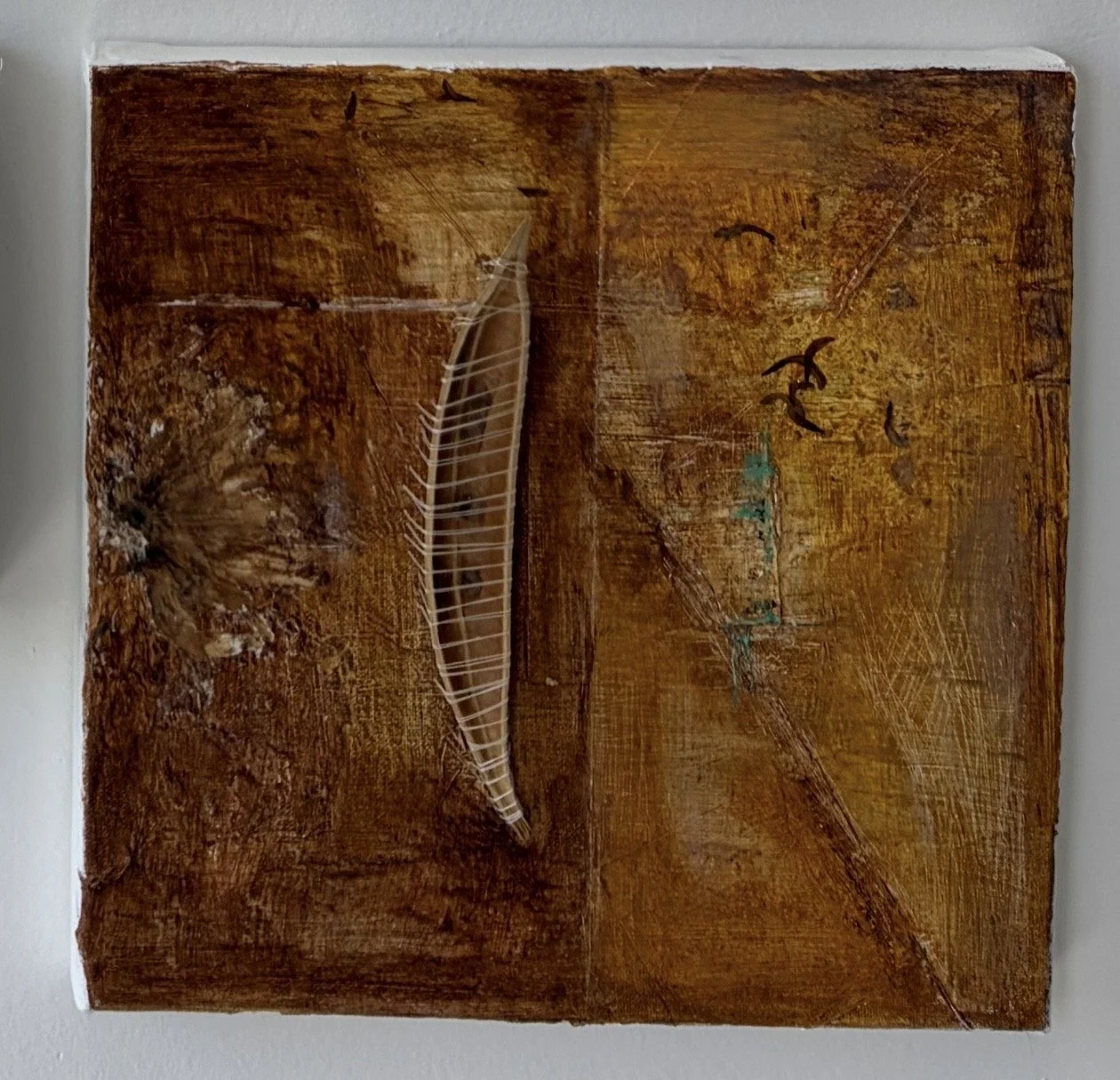 Stitched Pod 2, 2022
mixed media, acrylic, stitching, found objects
8" x 8"
$150