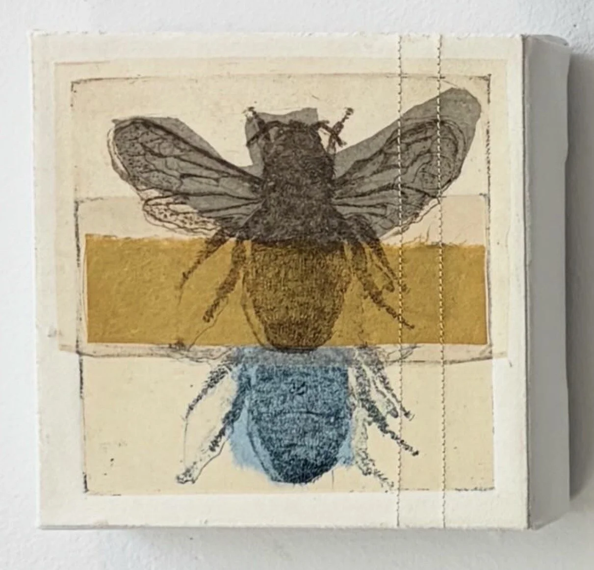 3 Bees, 2026
mixed media, intaglio print, stitching, chine colle
5" x 5"
$150