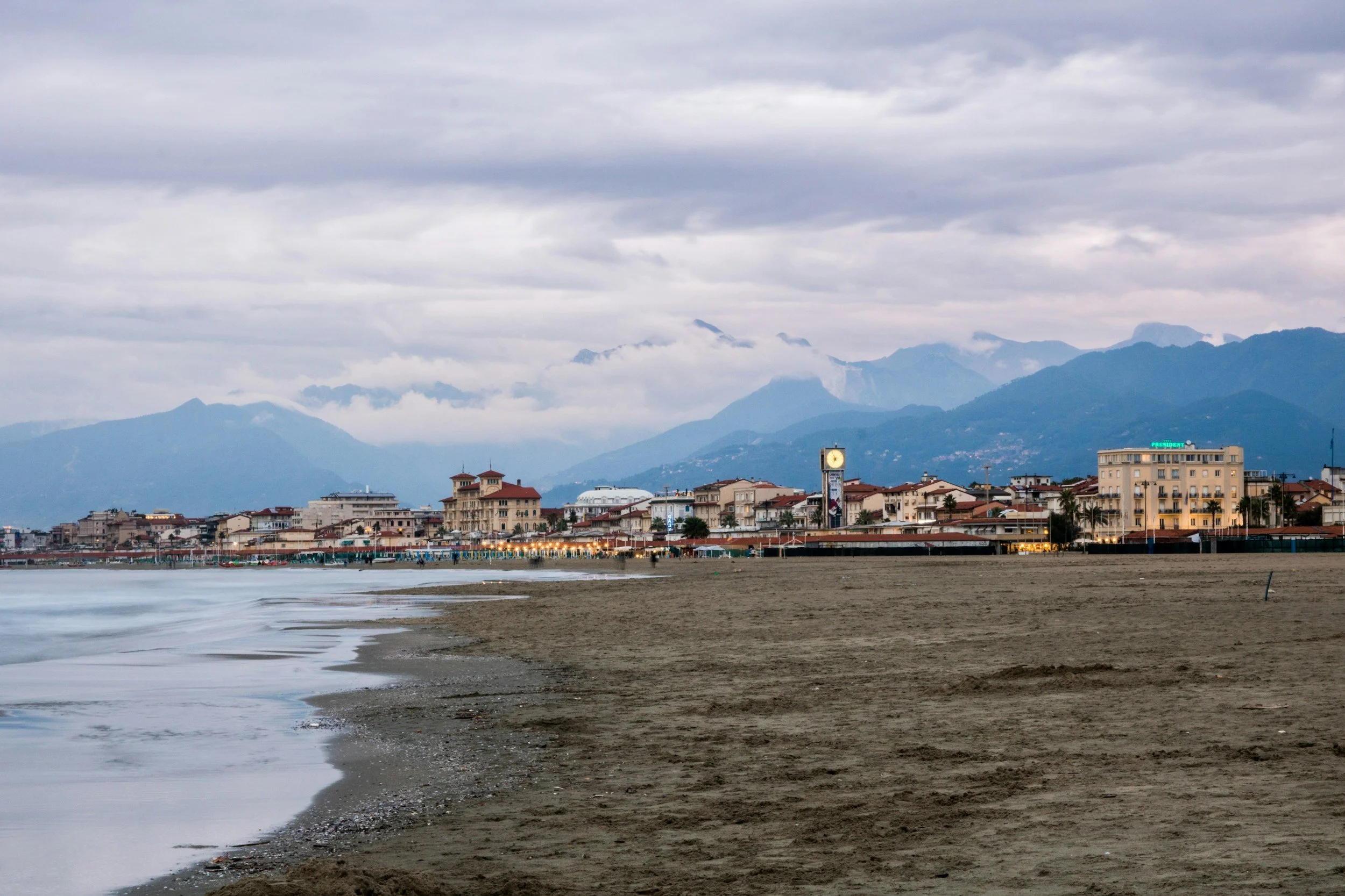 Beach view of Viareggio, Tuscany.