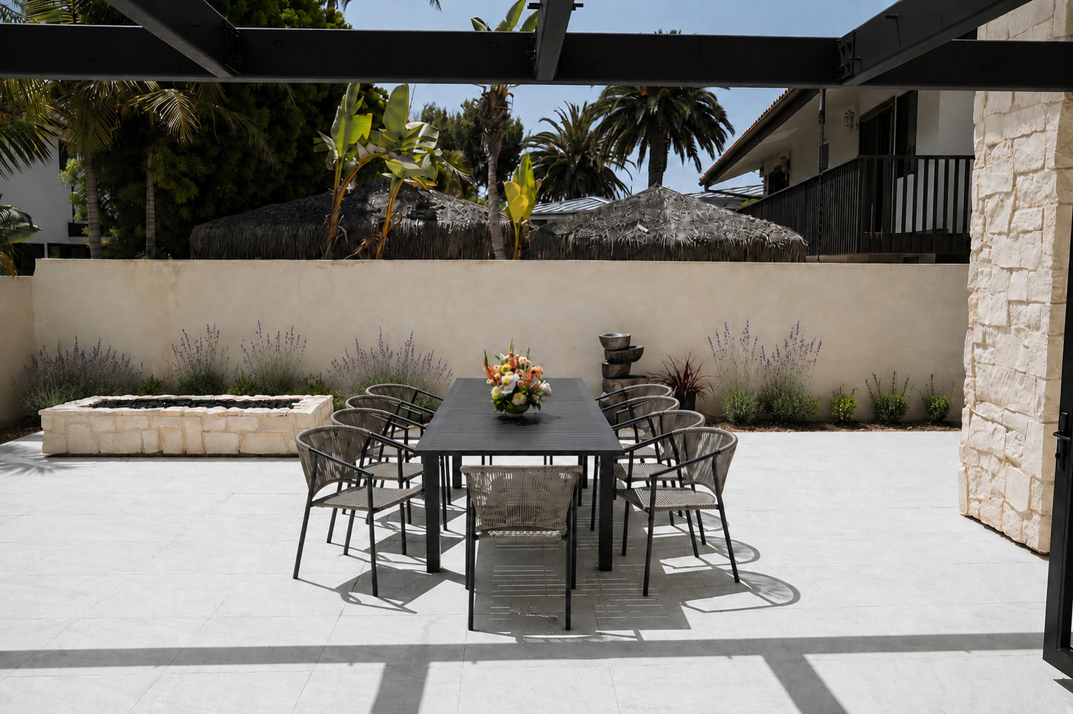 Outdoor dining looking South