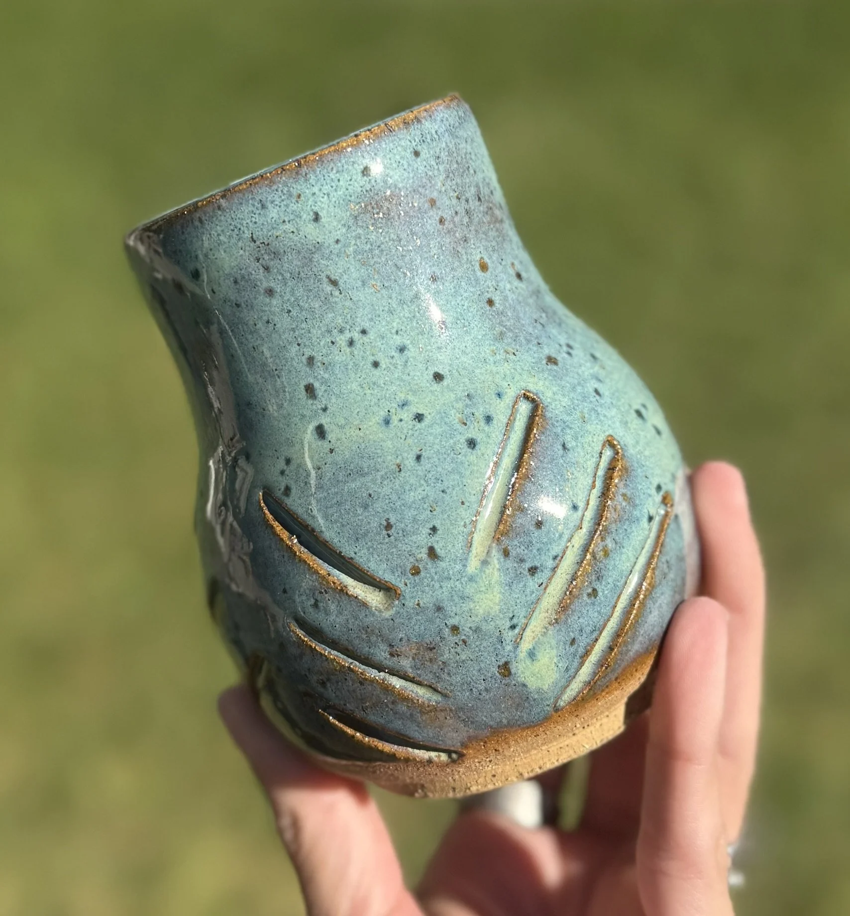 Carved Turquoise Vase