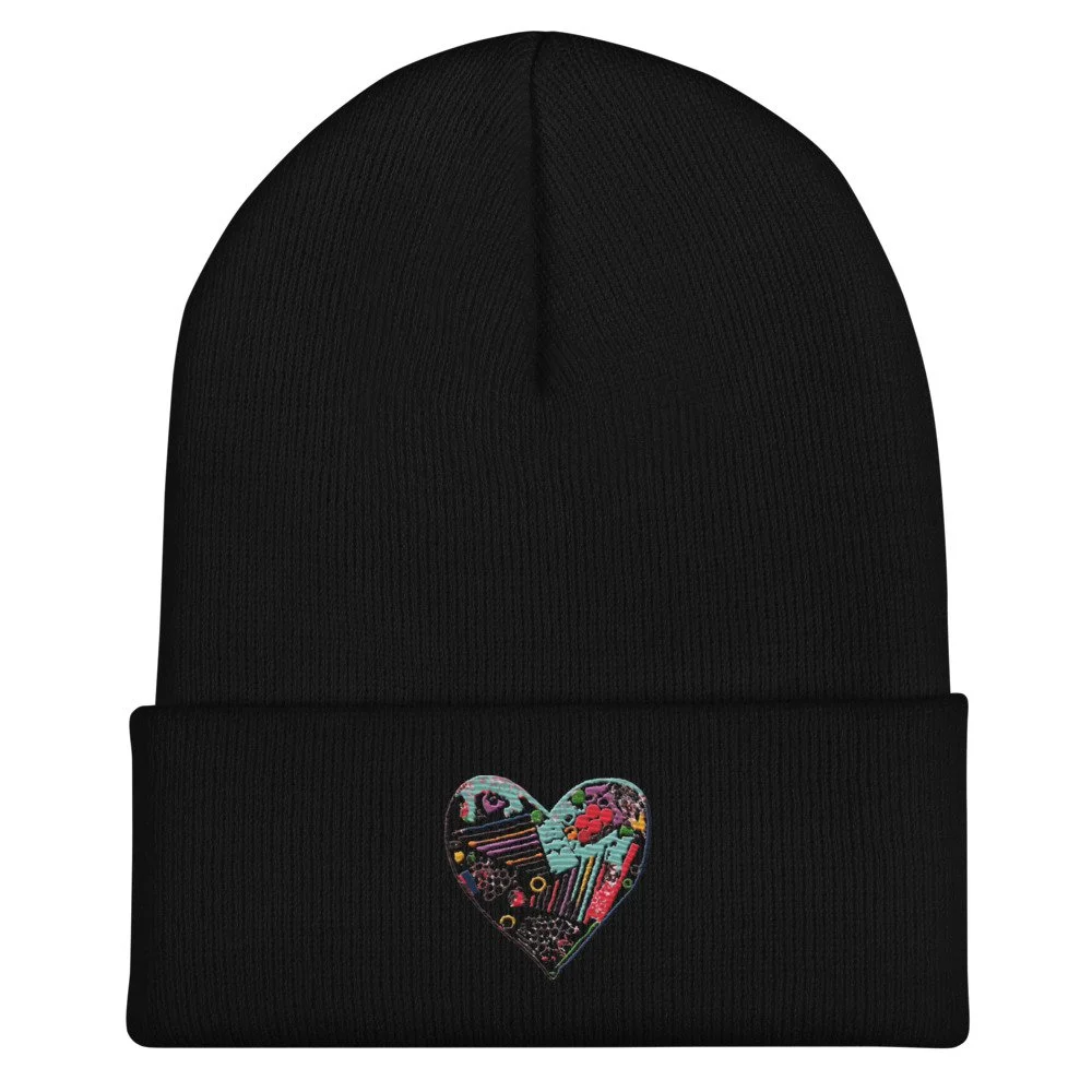 Cuffed Heart Beanie