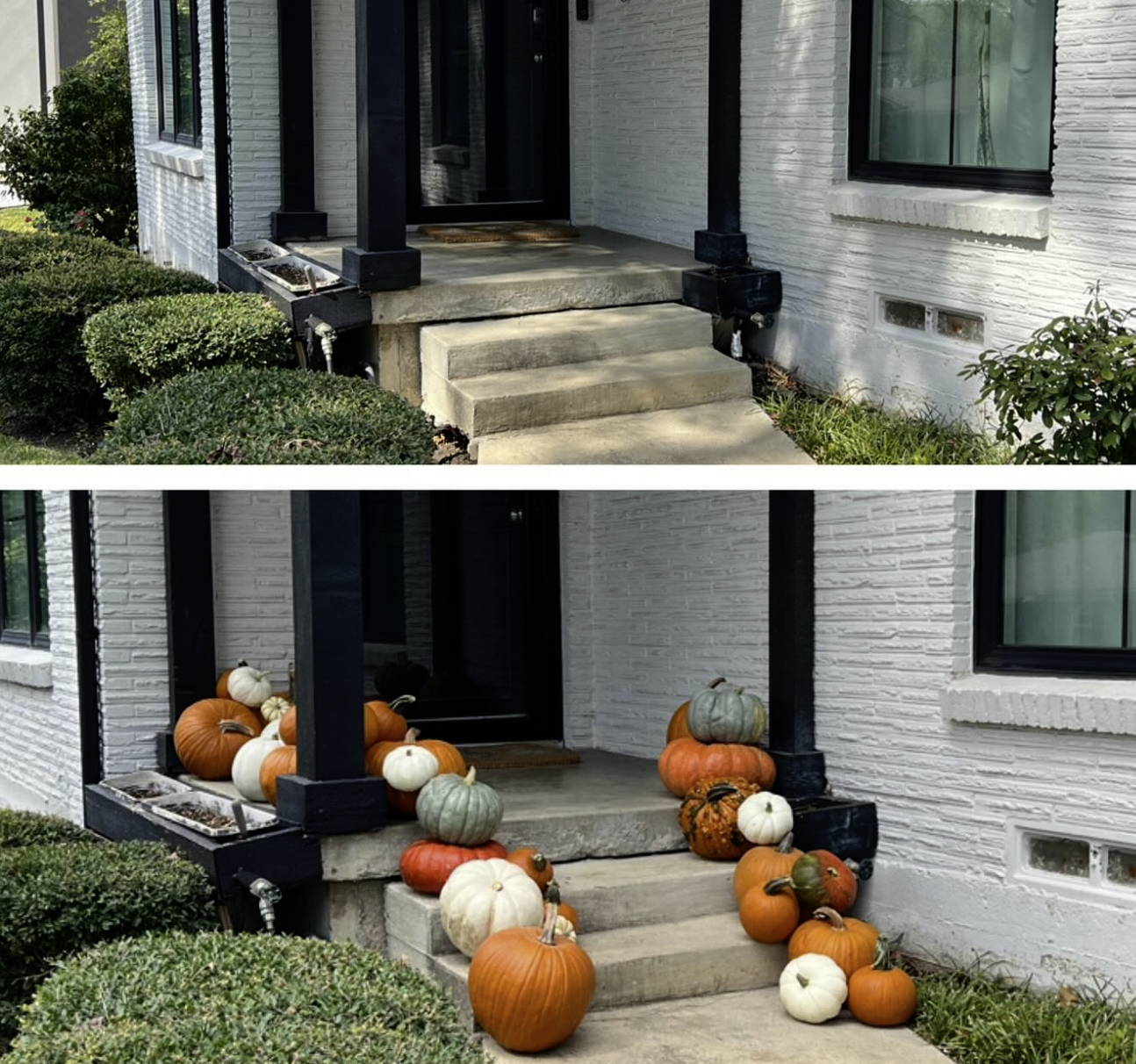 “Front porch before seasonal pumpkin decorating service for realtors and real estate agents in Courtenay BC”