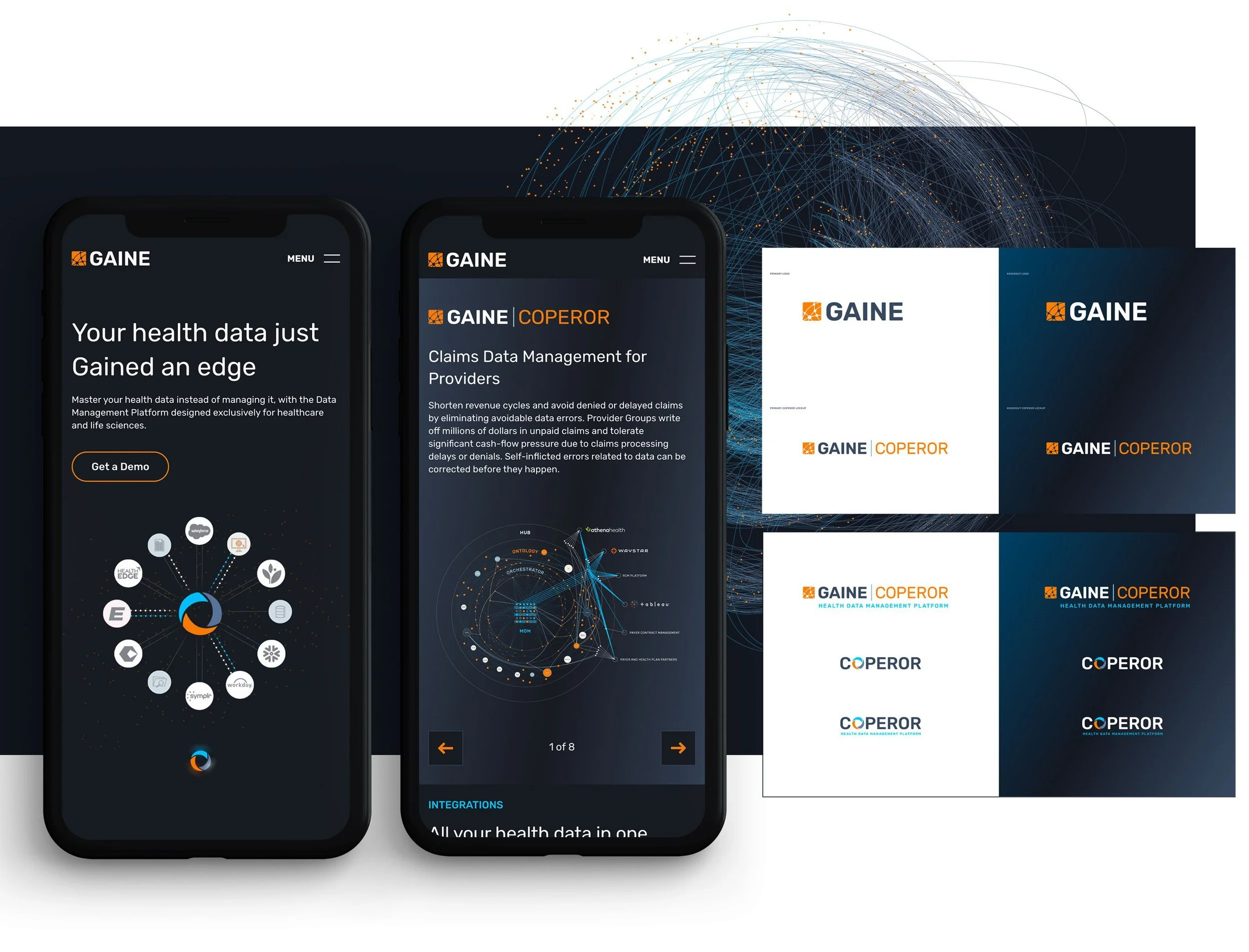 Gaine website Screens