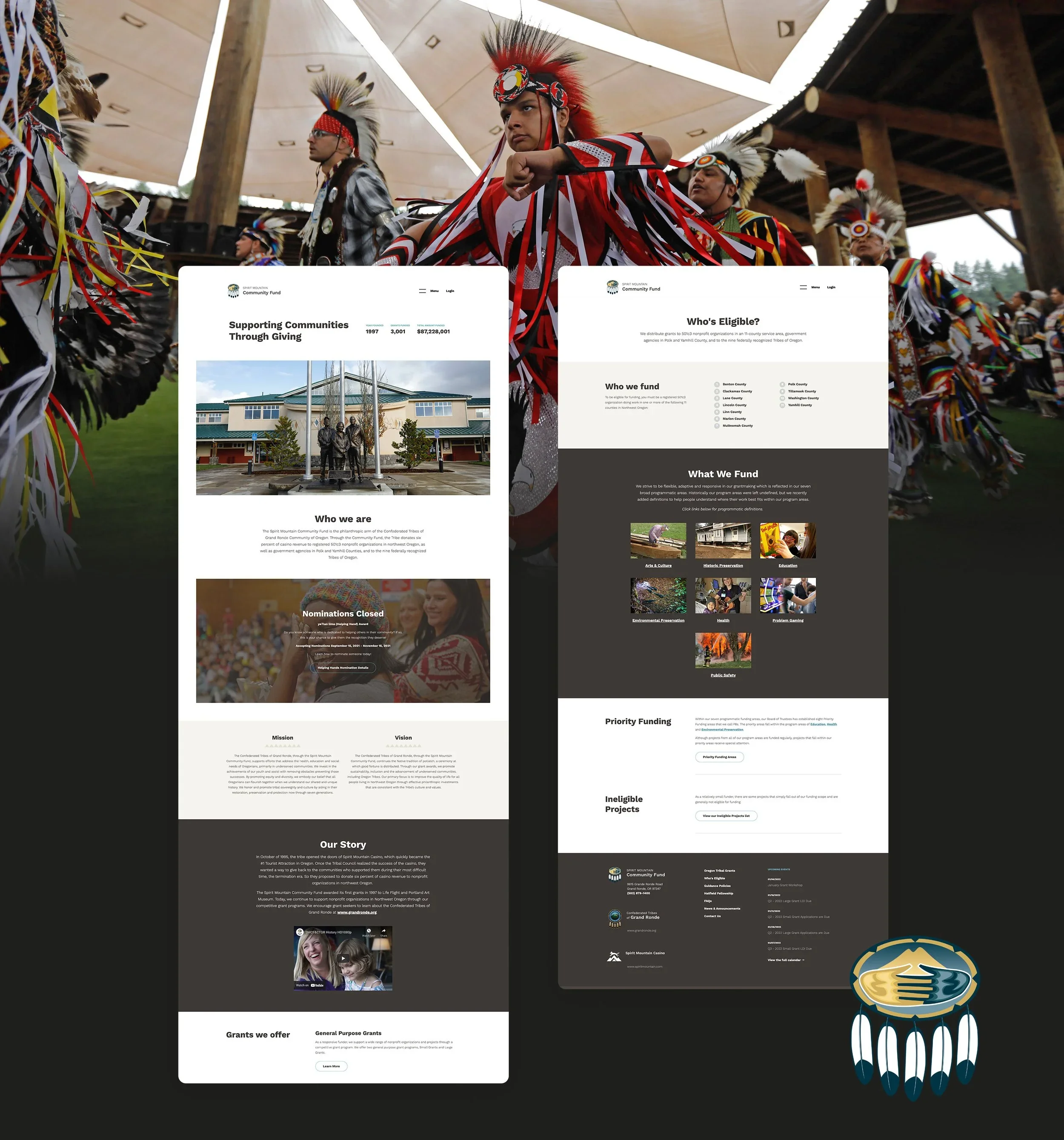 Spirit Mountain Community Fund website mockups