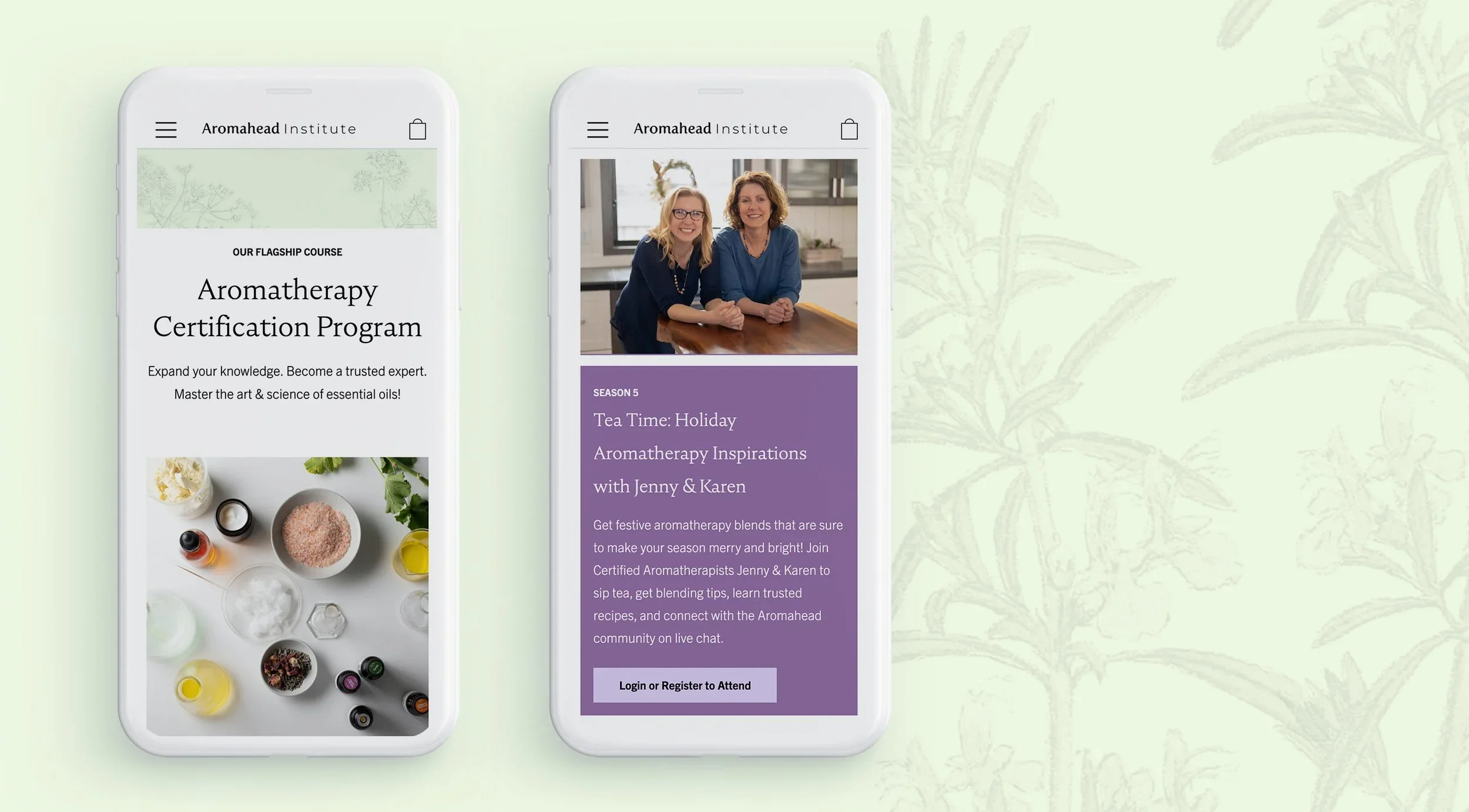 Aromahead mobile screens
