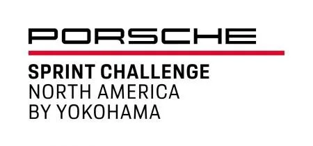 Porsche Sprint Challenge North America by Yokohama logo with black text and red line on a white background.