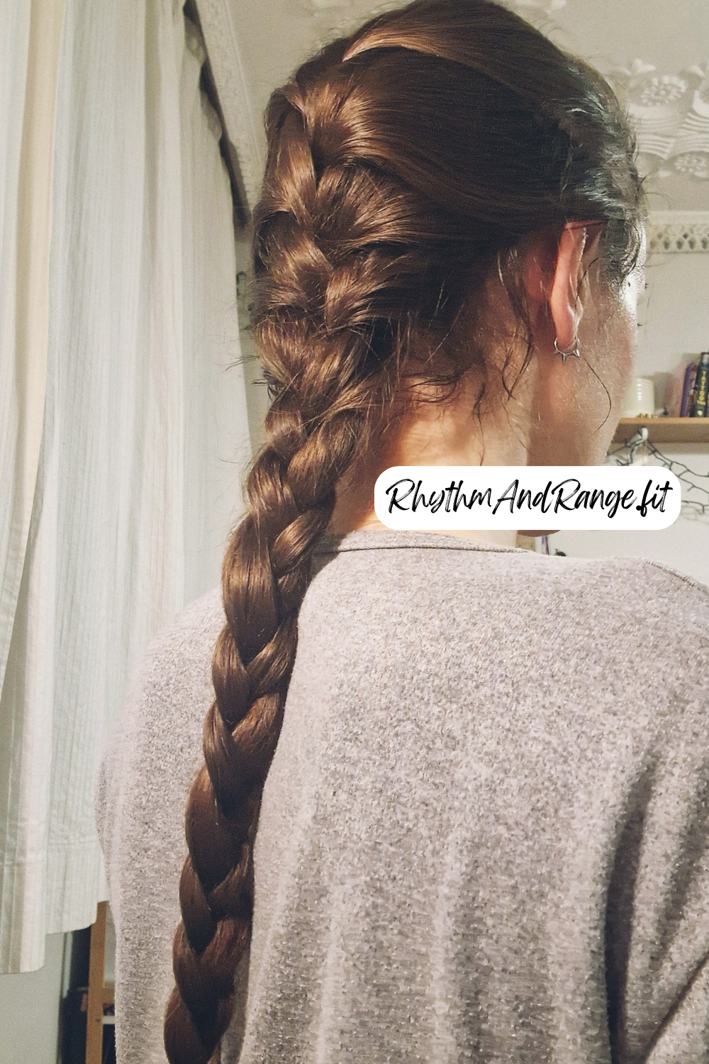 french braid brunette, long hair