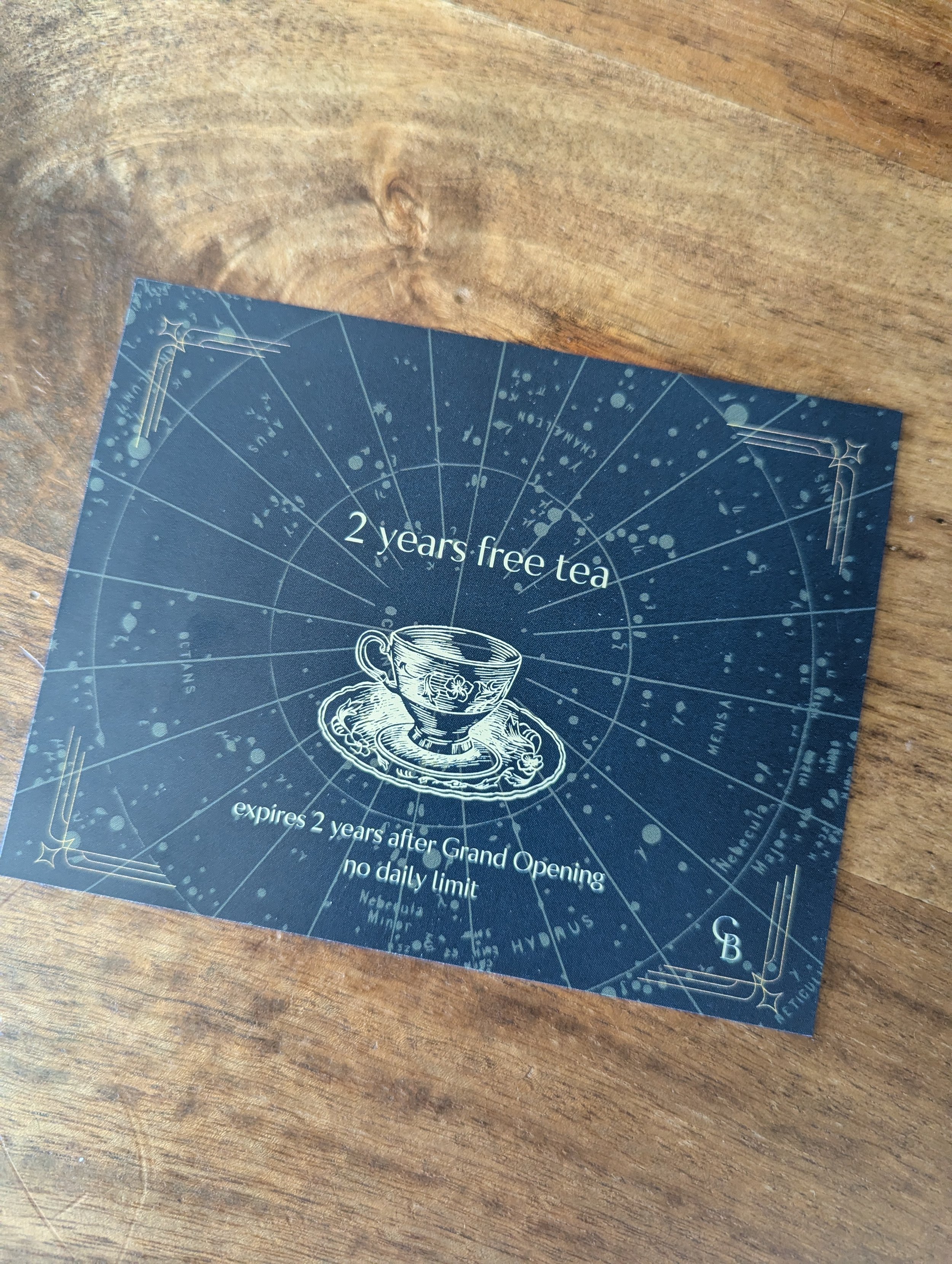 2 Years Free Tea gift certificate