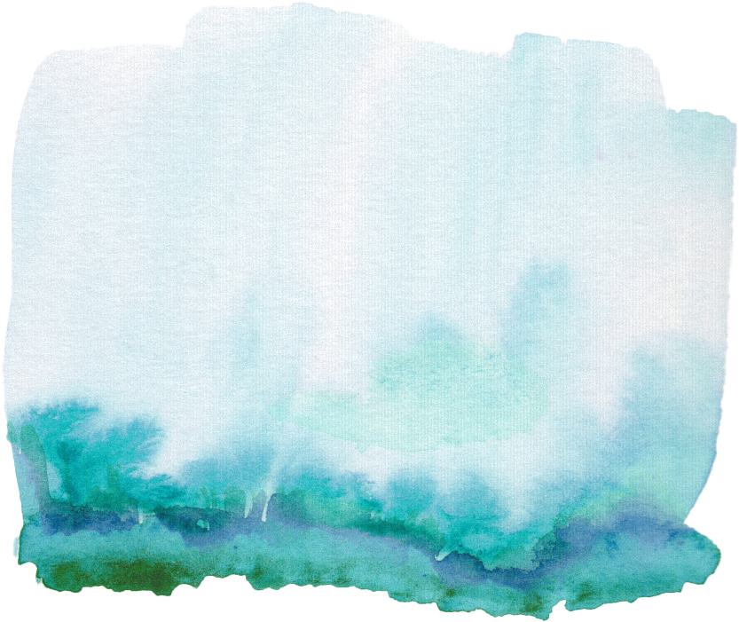 Abstract watercolor painting with soft blue and green hues, resembling a natural landscape or sky scene.