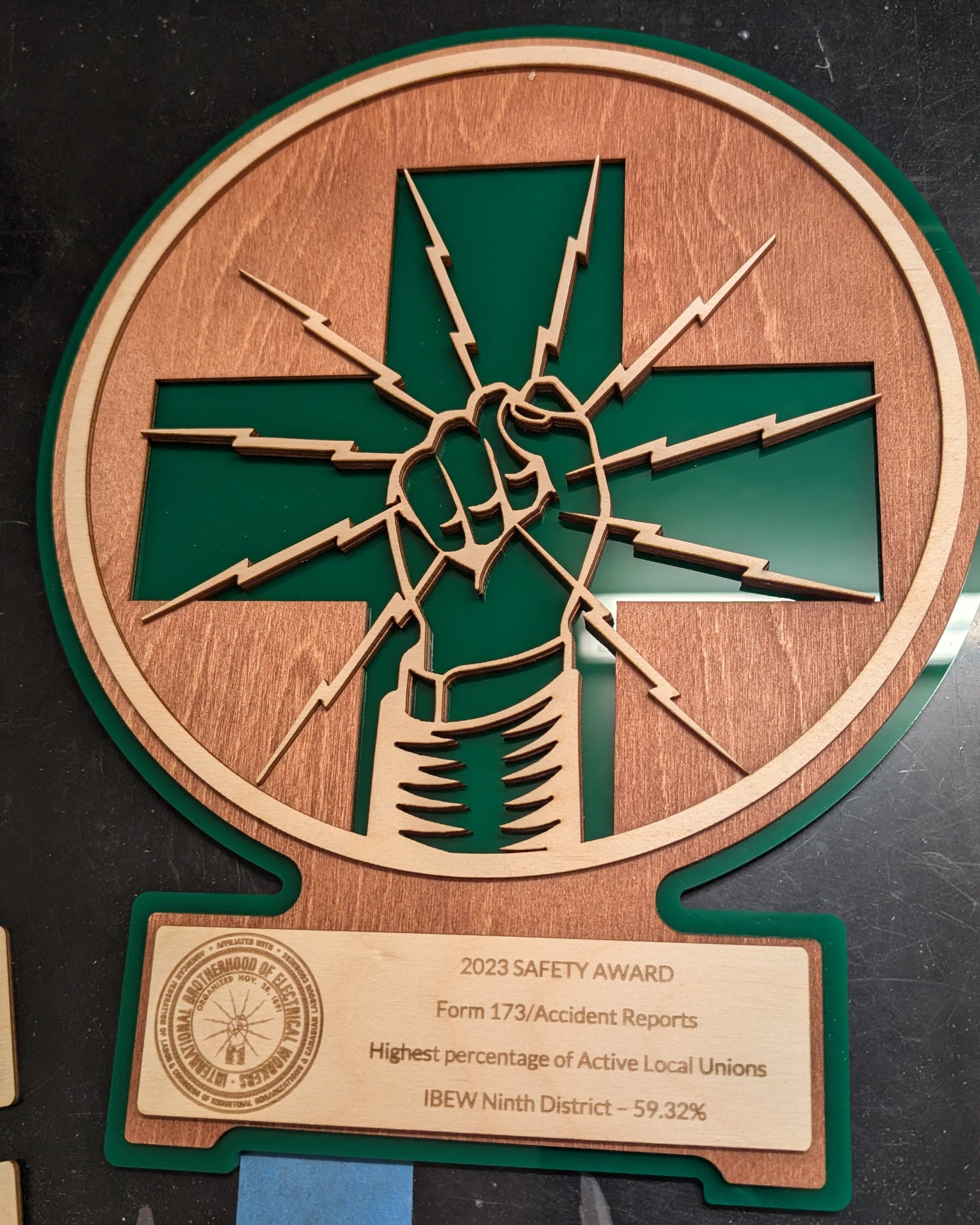 Finished Award - Wood + Stain + Acrylic