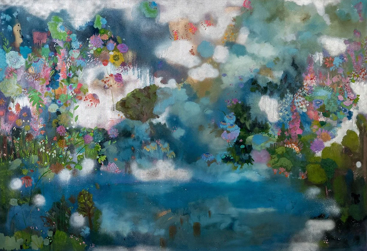 The Pier, 48" x 68", oil and spray paint on canvas