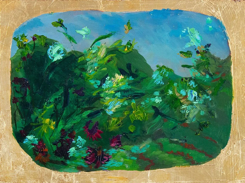 Lifted, 9” x 12”, oil and gold leaf on panel
