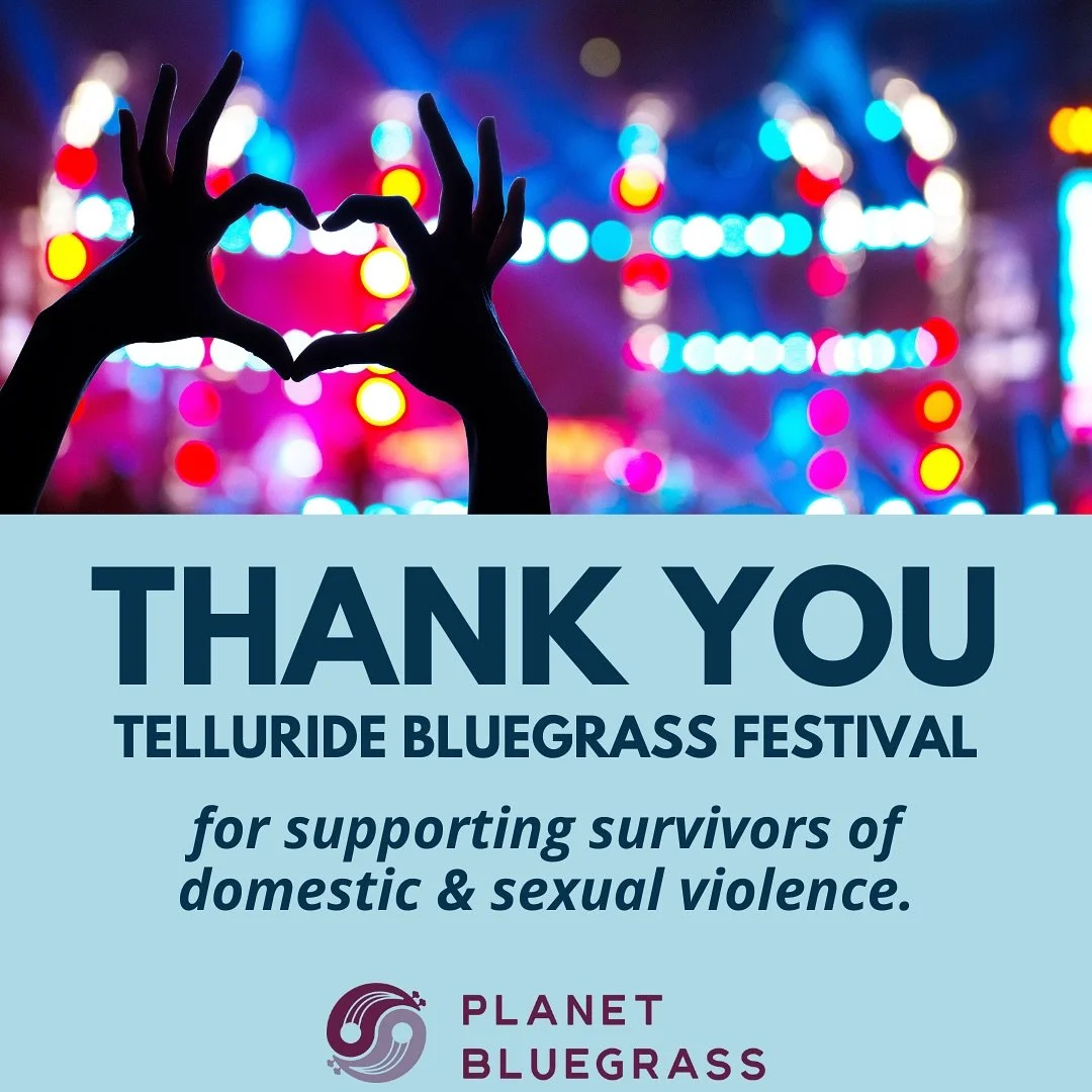 🎶 Music to our ears 🎻 Thank you to the Telluride Bluegrass Festival for their generous donation of $5000 to support survivors of  sexual & domestic violence! @planetbluegrass 
#domesticviolenceawarenessmonth