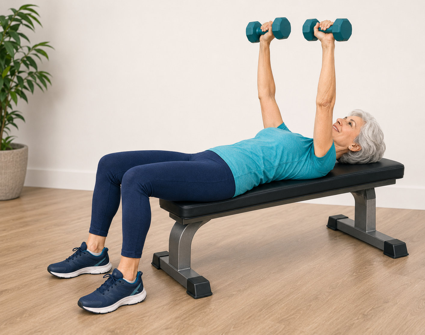 senior's exercise by doing a Dumbbell chest press