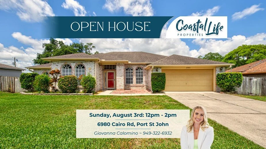 🚨 OPEN HOUSE THIS SUNDAY! 🏡
Come tour this stunning, move-in ready home at 6980 Cairo Rd, Cocoa, FL 32927 ✨

📅 Sunday
🕑 12&ndash;2 PM

Featuring 3 bedrooms, 2 bathrooms, a spacious backyard, and a dreamy master spa bath that feels like your own p