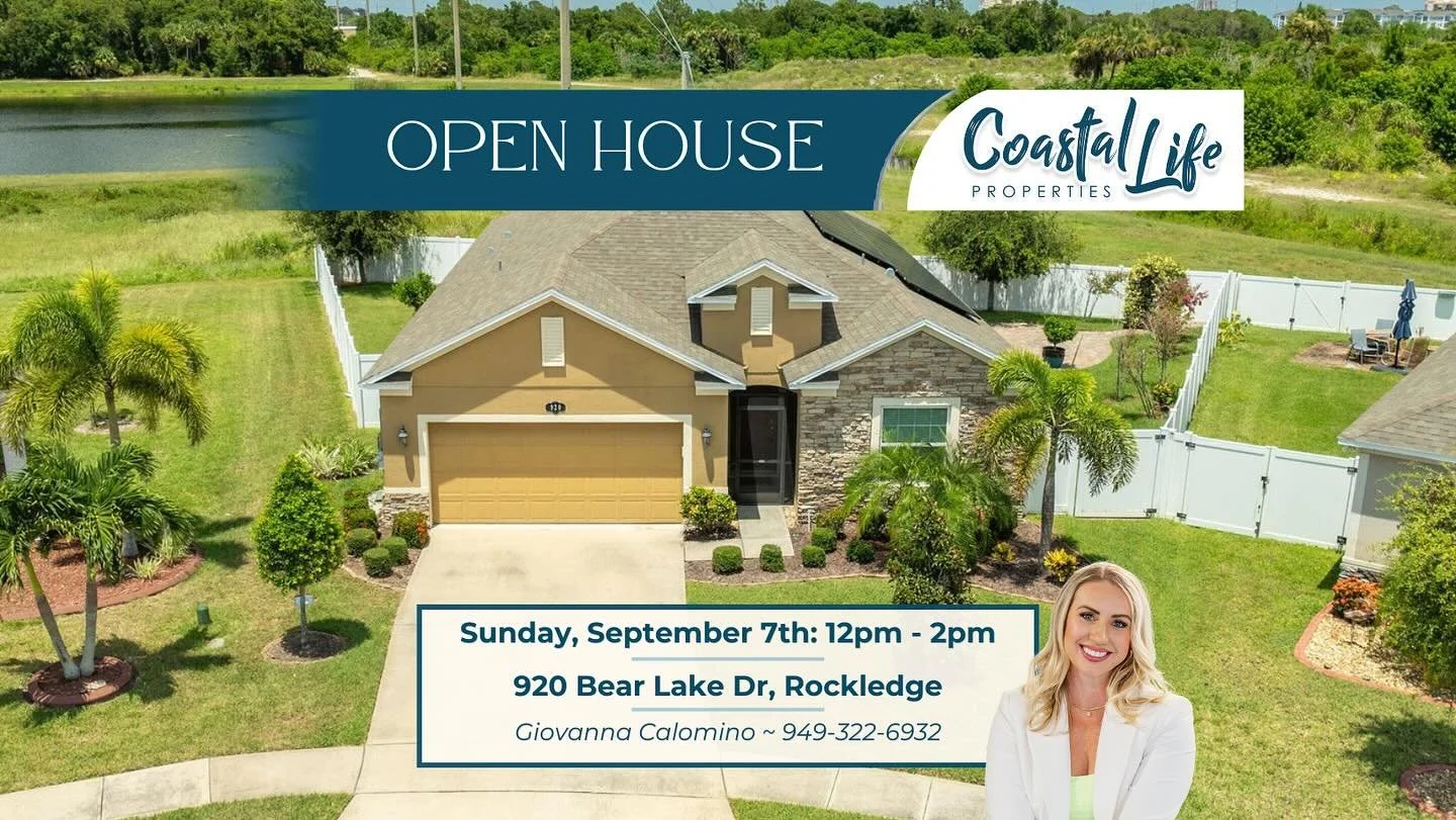 ✨ Open House This Weekend! ✨
📍 920 Bear Lake Dr, Rockledge, FL 32955

Nestled in a quiet cul-de-sac, this move-in ready home has all the space and upgrades you&rsquo;ve been searching for:
🌿 Oversized fully fenced yard &mdash; perfect for pets, pla