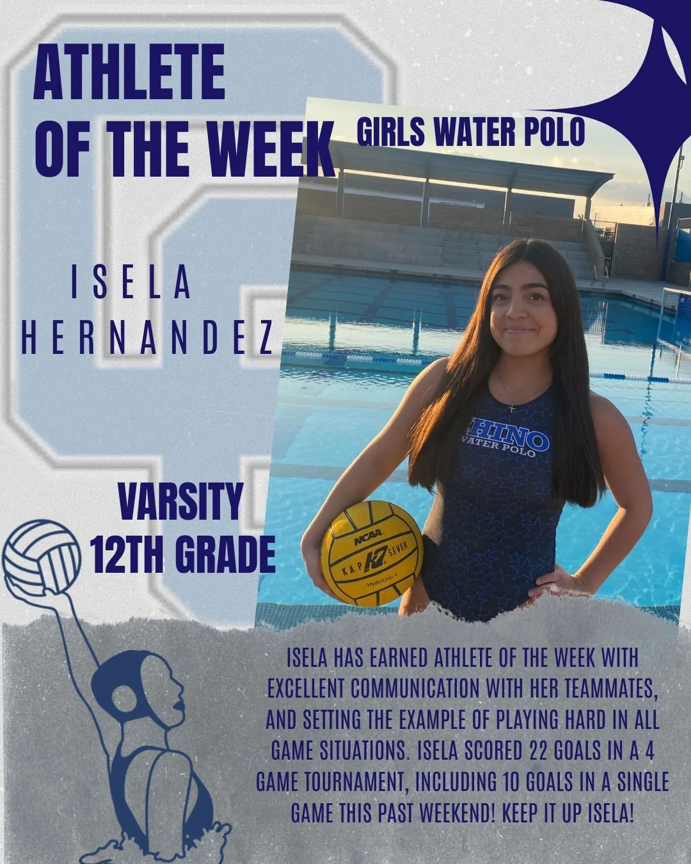 Congratulations to our Girls Water polo athlete of the week!