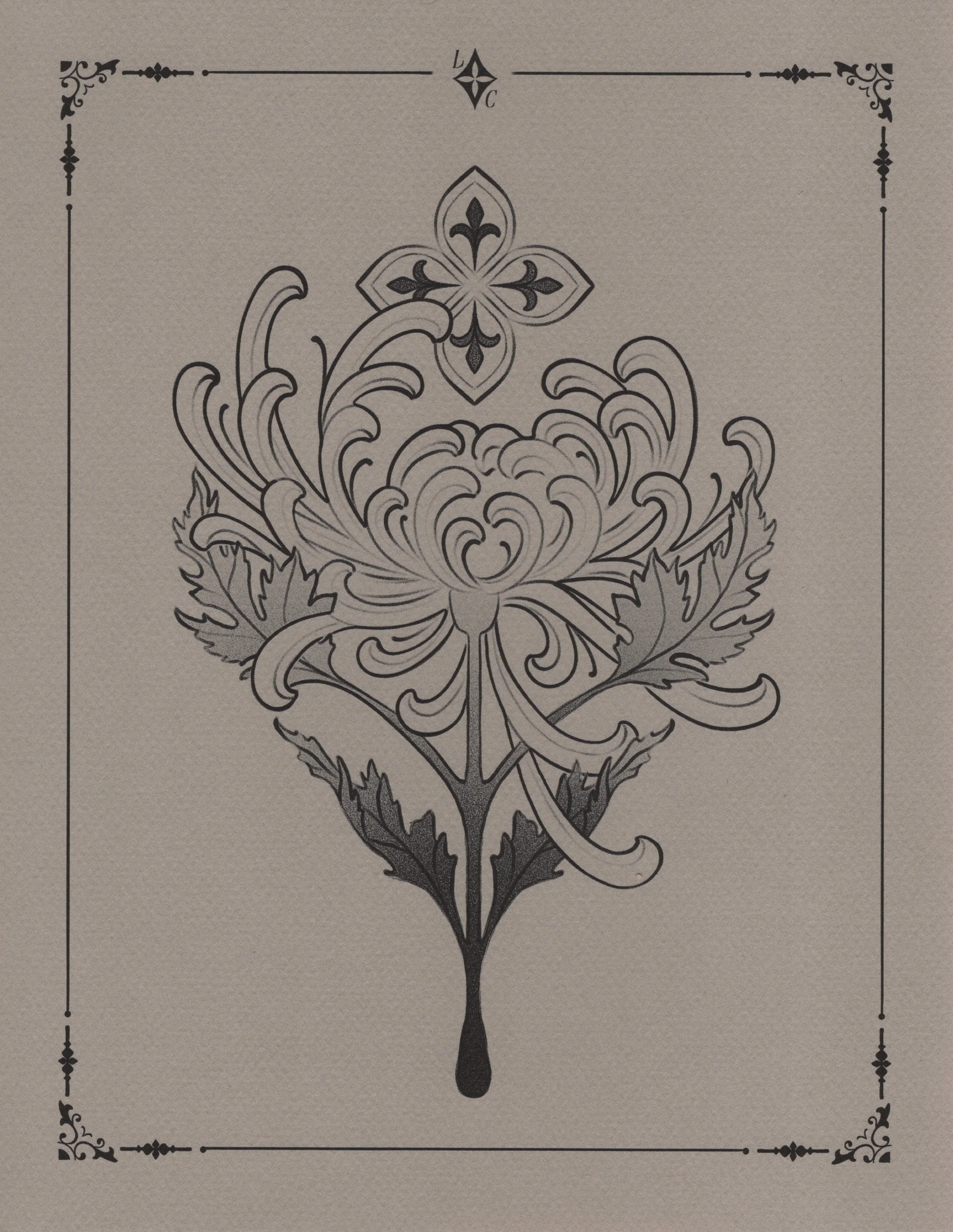 Chrysanthemum - ornament on top