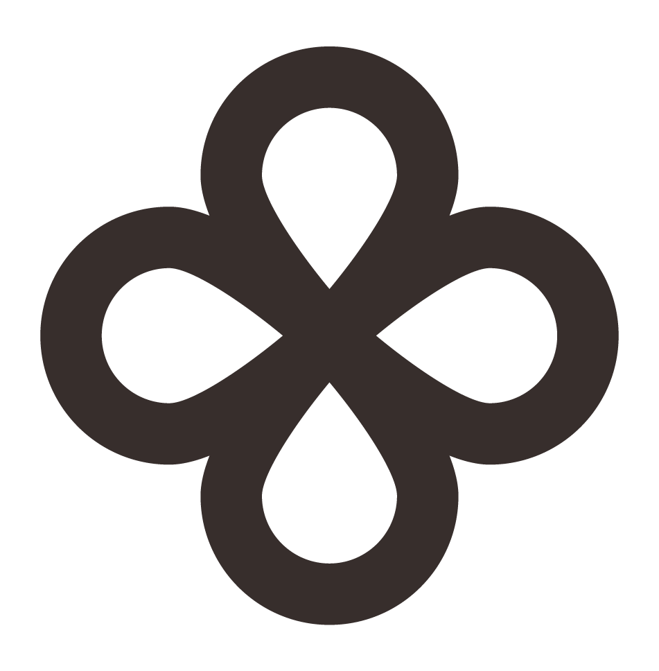 Black flower-shaped icon with five rounded petals and a hollow center.