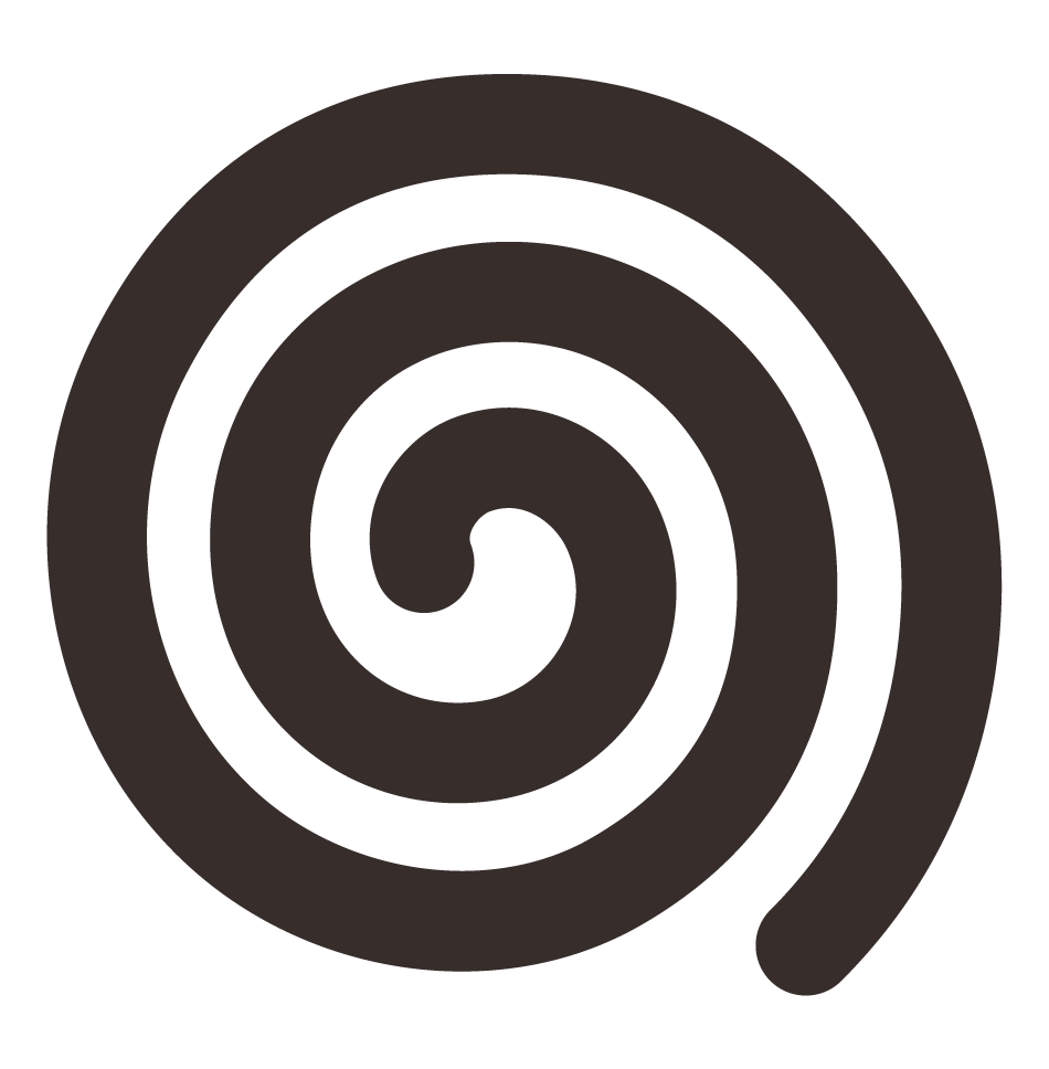 Black spiral line on a white background