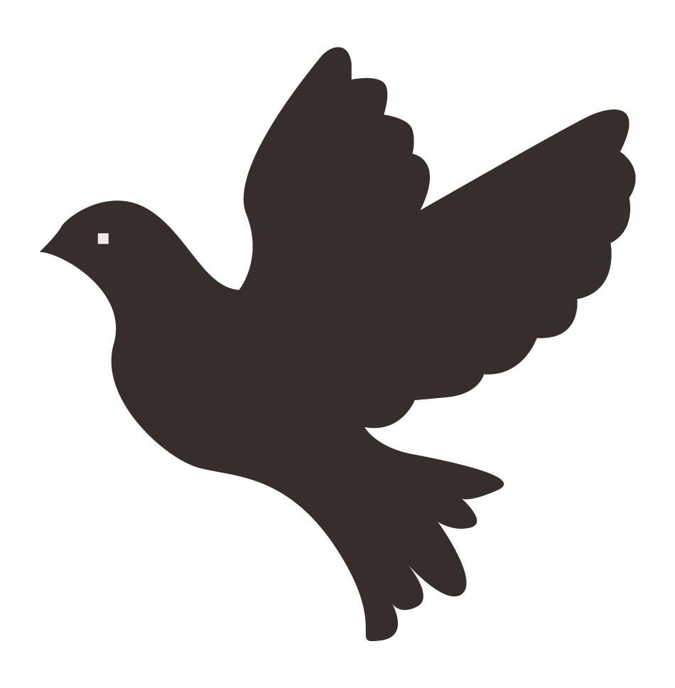 Silhouette of a dove in flight.