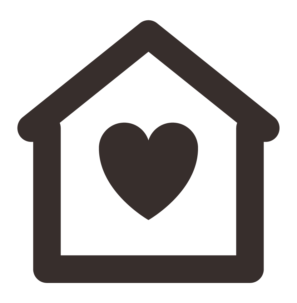 Outline of a house with a heart inside it