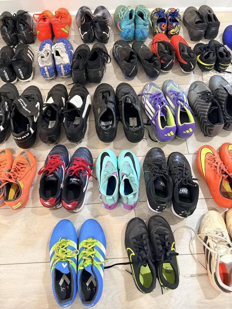 Donated soccer cleats ready for players