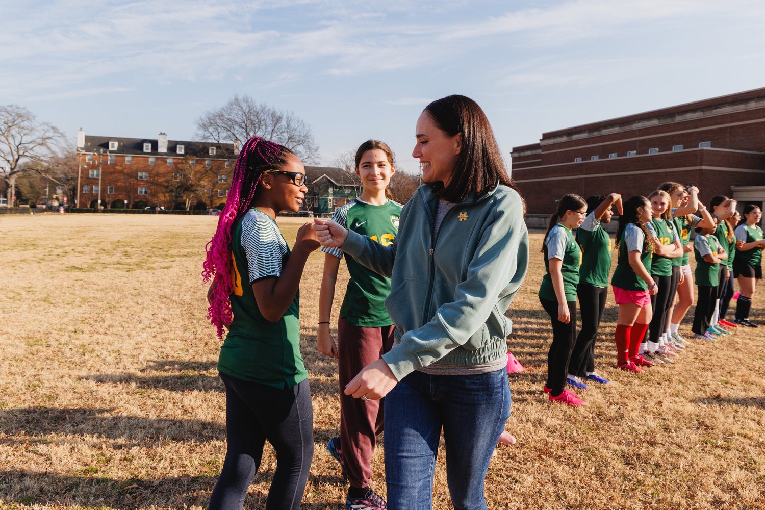 Players and community enjoying the new soccer space at Blair Middle School