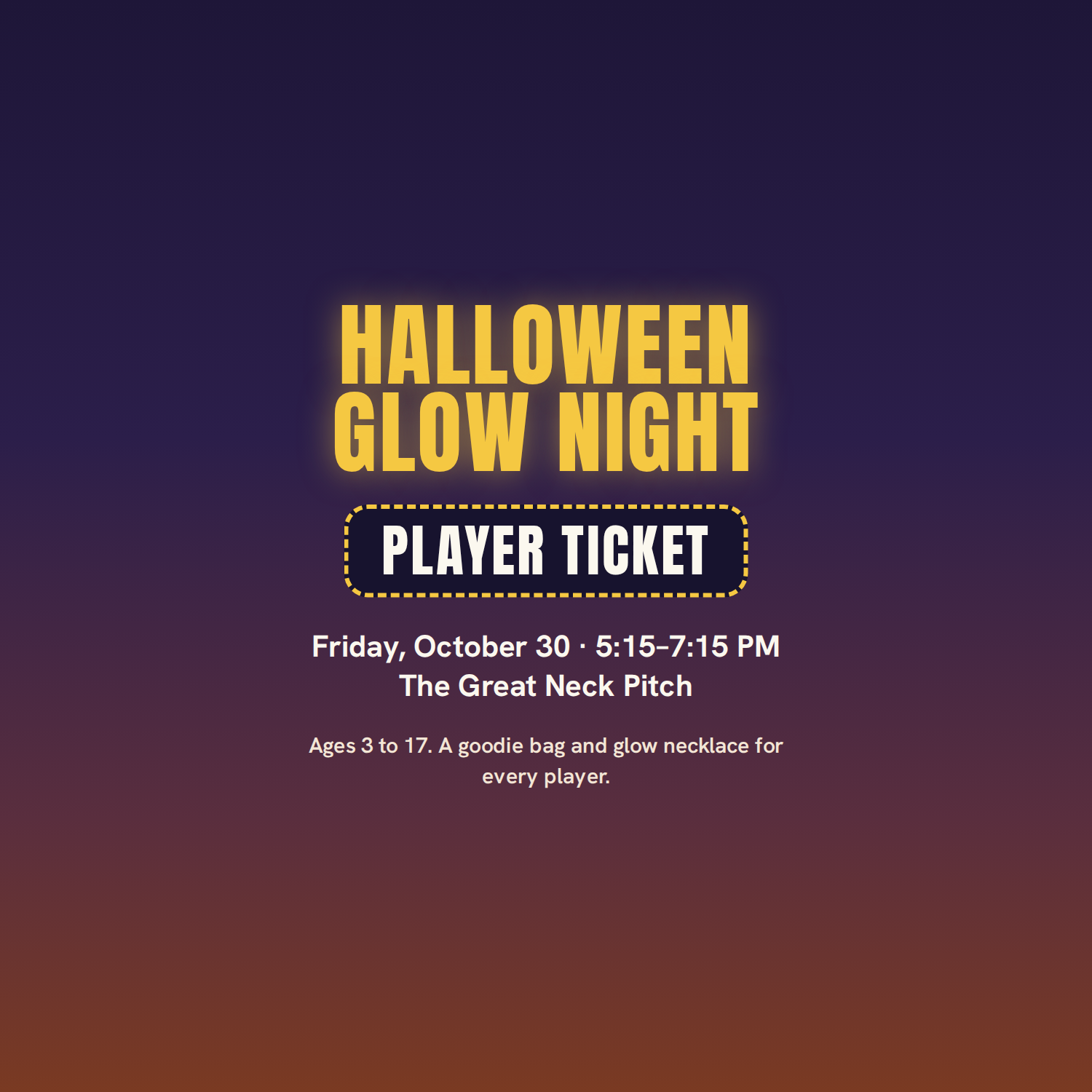 Halloween Glow Night: Player Ticket
