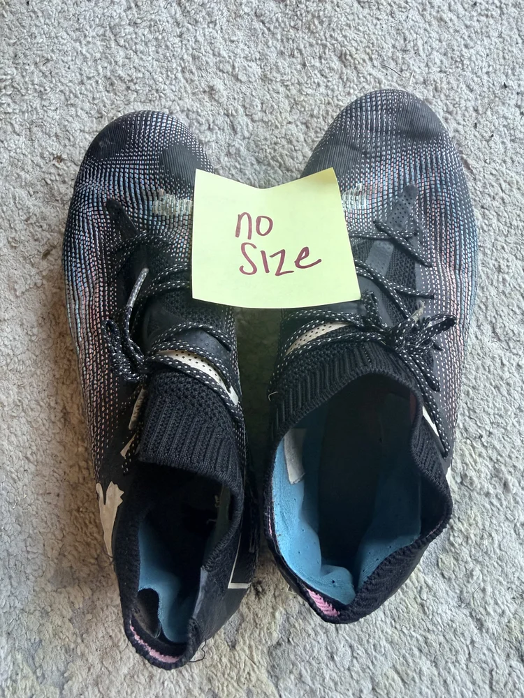 Adidas black/pink/blue cleats, size unknown