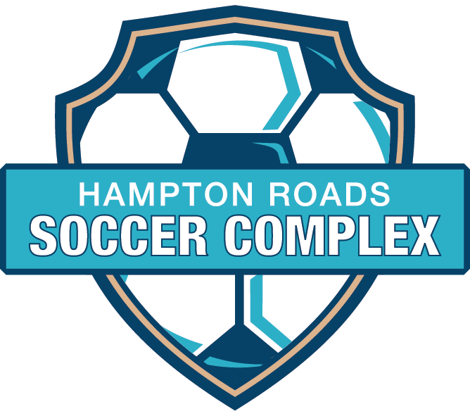 Logo for Hampton Roads Soccer Complex featuring a shield with a soccer ball and text.