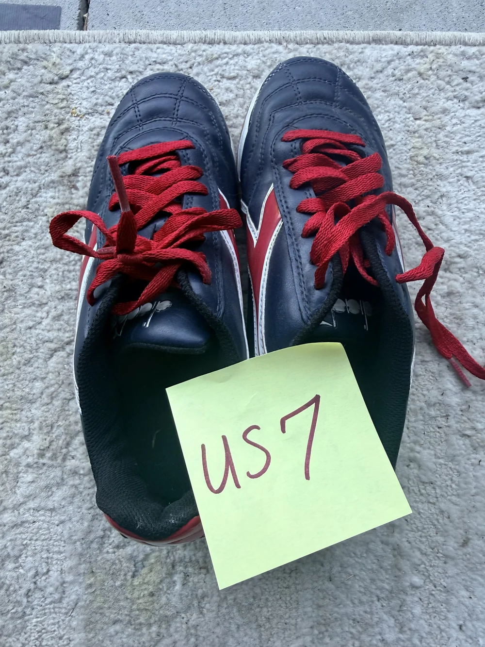 Diadora navy cleats, US 7
