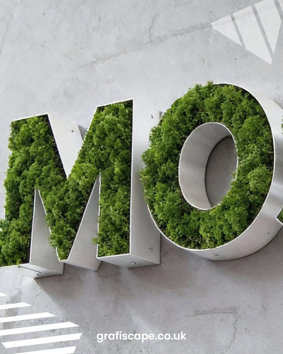 Moss letters bring texture and calm into branded interiors. Combining natural tones with dimensional lettering, they soften hard spaces while keeping identity clear and intentional. A considered option for offices, receptions, and hospitality environ