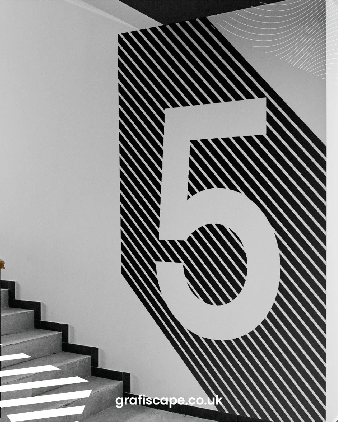 Wayfinding wall graphics guide movement while becoming part of the architecture. Large-format numbering, directional cues, and high-contrast finishes improve clarity in stairwells and circulation spaces without adding separate signage elements.

#Way