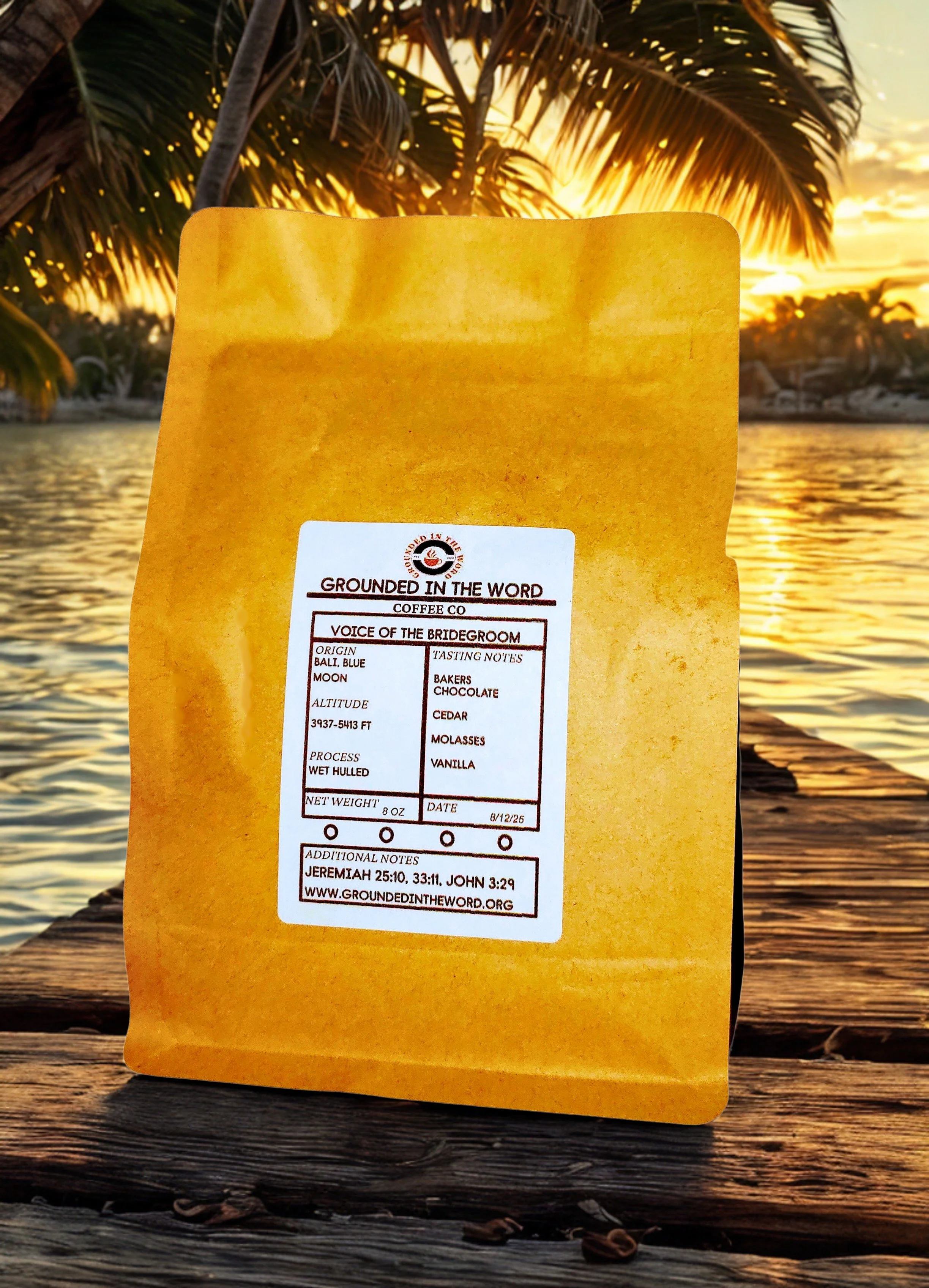 "Voice of the Bridegroom" (Organic) 8 oz. Bali Blue Moon Bourbon, Typica Medium