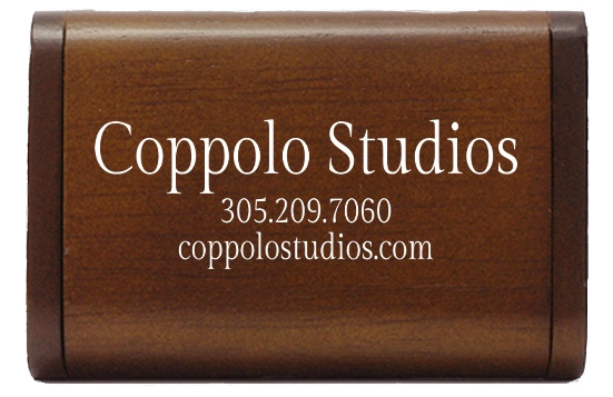 USB Gift Box for Coppolo Studios with phone number and website.