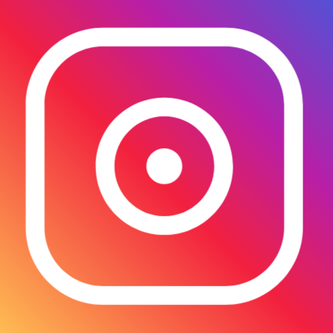Instagram logo with a colorful gradient background.