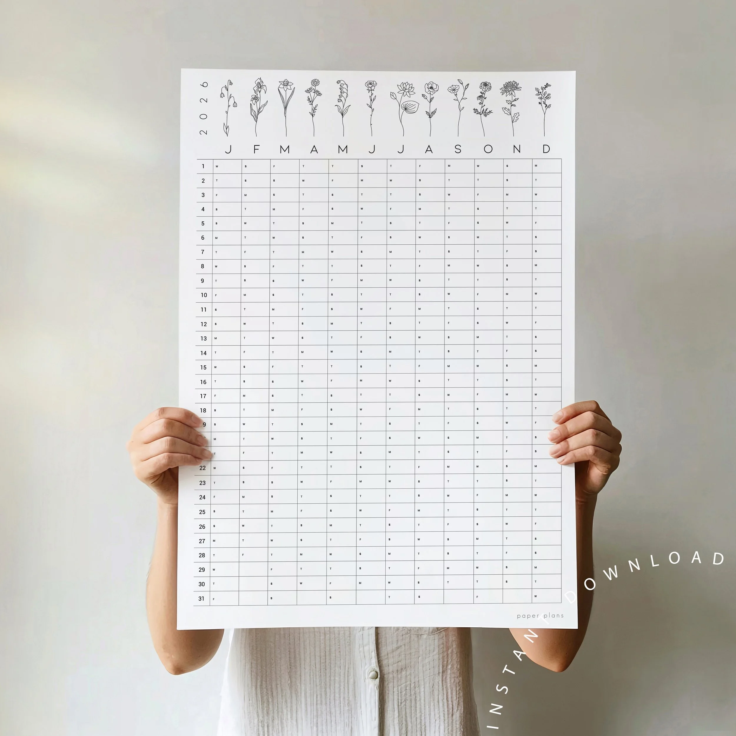 birth flowers - 2026 wall calendar