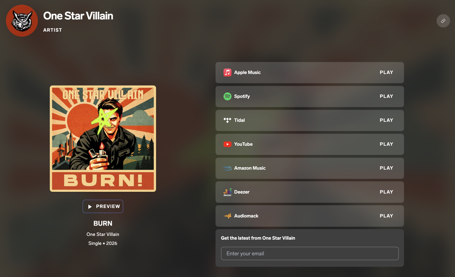 Burn album cover and streaming links