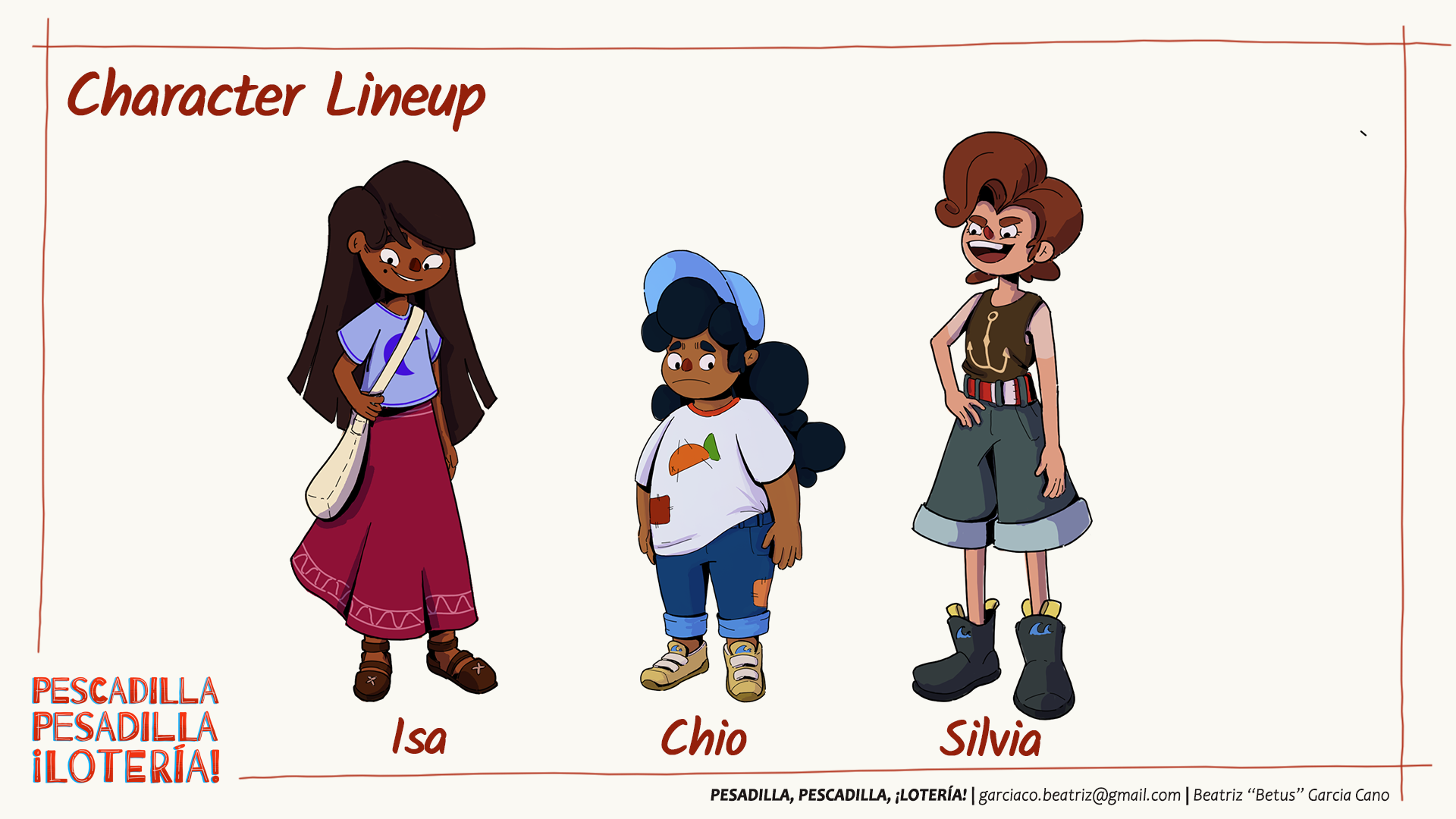 Lineup of main and side characters