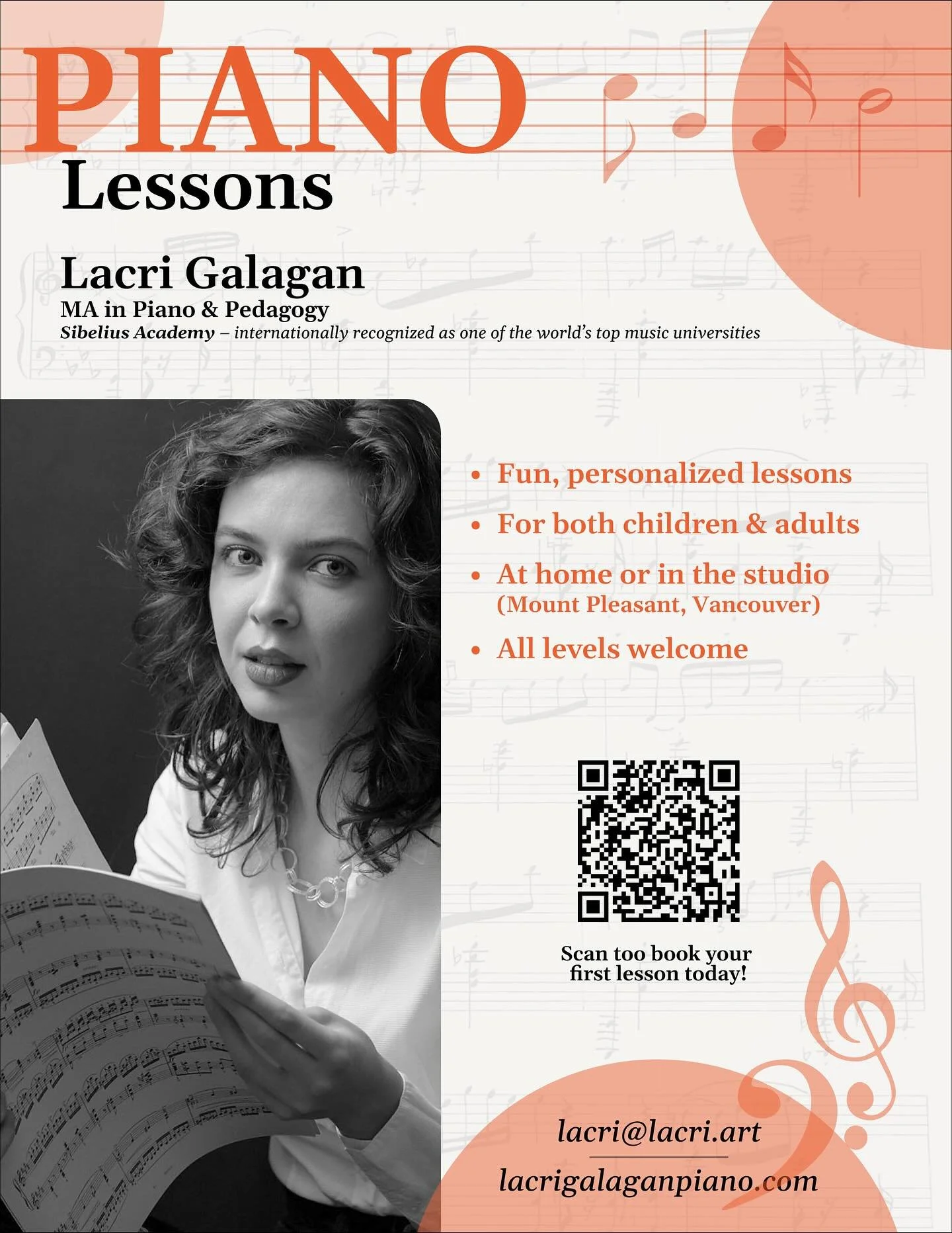FALL REGISTRATION OPEN 🍂
What&rsquo;s my main goal as a teacher? Whether you&rsquo;re an adult or a child, I want to help you grow your motivation, joy, and love for this amazing instrument.
I&rsquo;ll tailor each lesson to your personality, while m