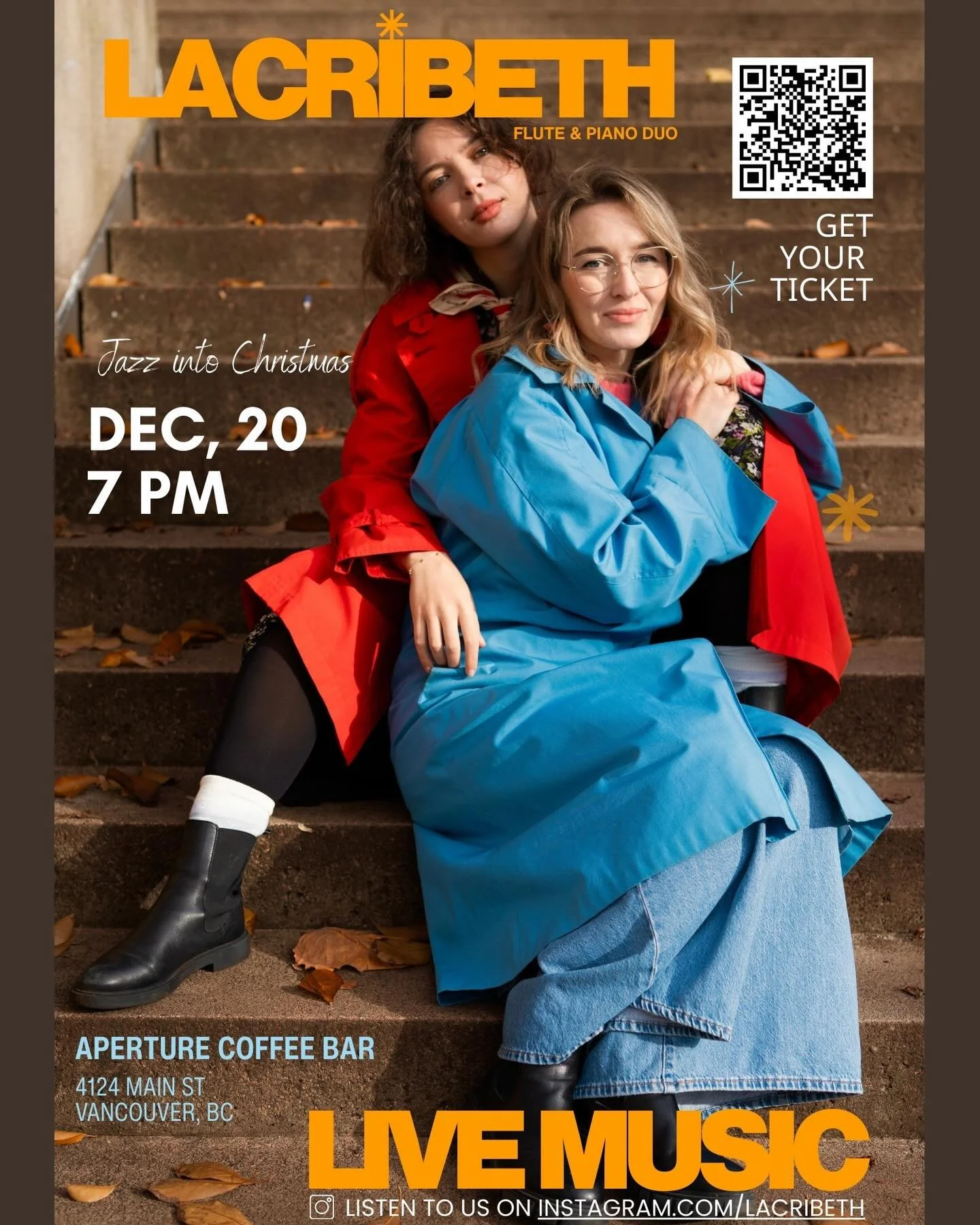 🎄✨ Jazz into Christmas with LACRIBETH ✨🎄

Wrap yourself in cozy winter vibes and join us for an evening of soulful flute &amp; piano sounds as @lacribeth brings a magical holiday jazz set to Vancouver.

📅 December 20
🕖 7 PM
📍 Aperture Coffee Bar